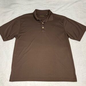 Cubavera Brown Polo Shirt Men’s Large Ribbed Short‎ Sleeve